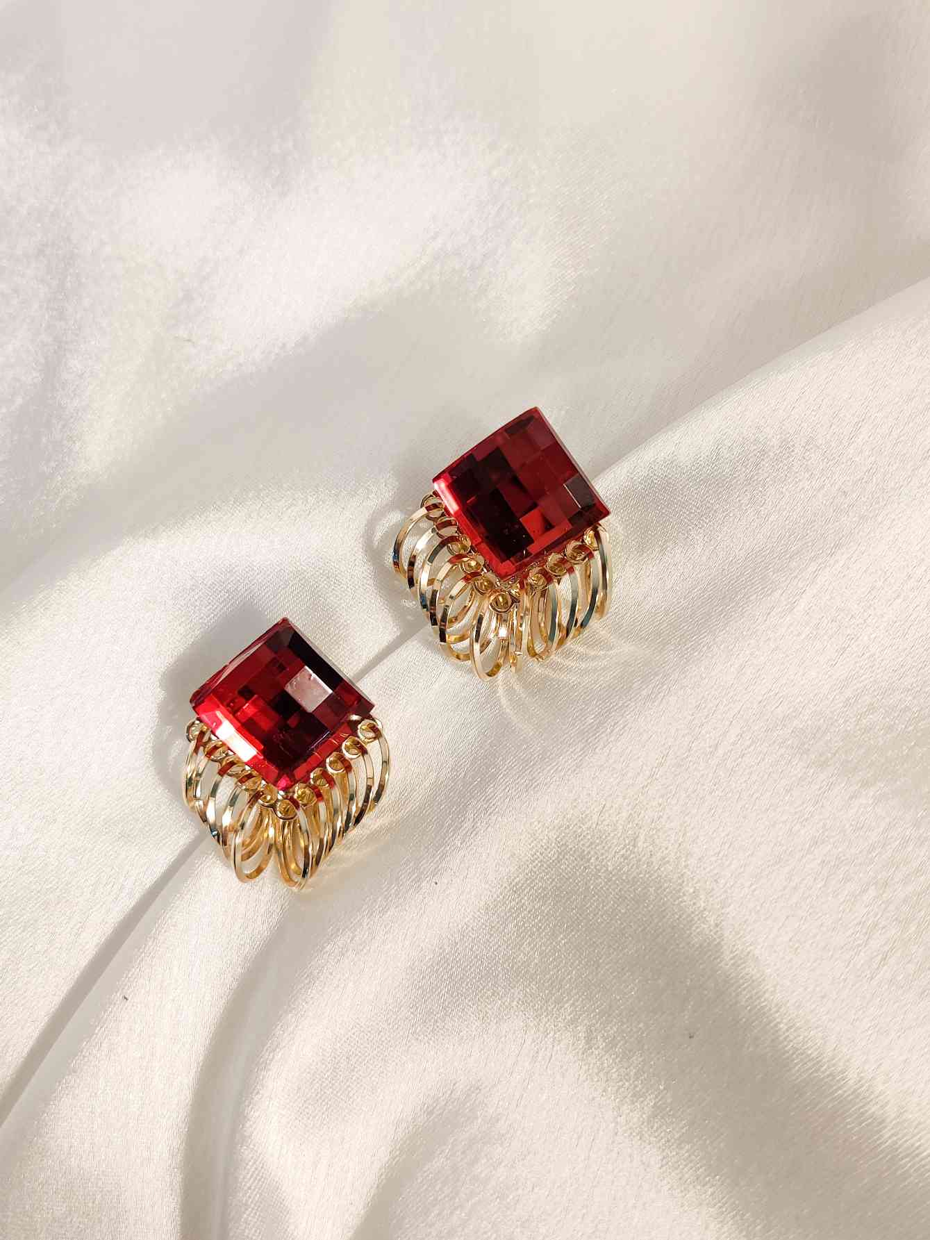 SOPHIA - Embellished stone Ruby drop earrings
