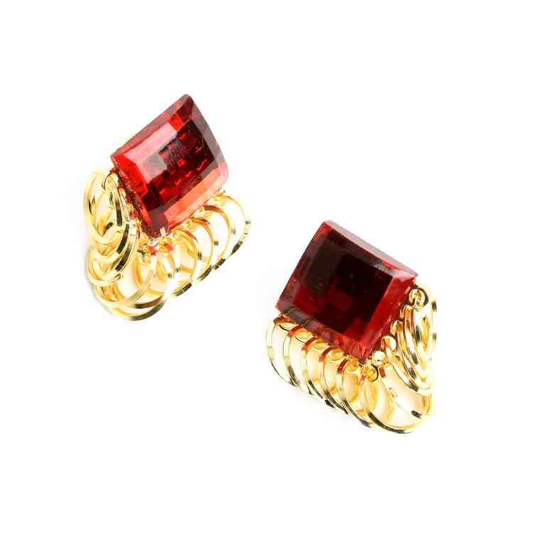 SOPHIA - Embellished stone Ruby drop earrings