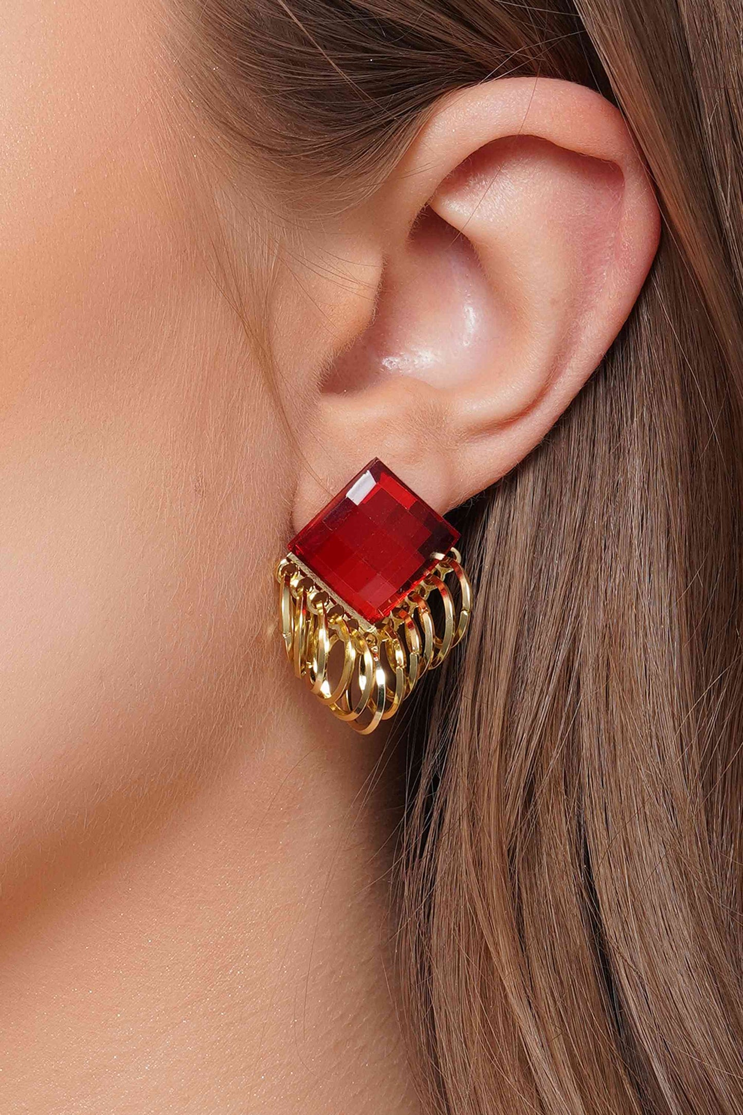 SOPHIA - Embellished stone Ruby drop earrings