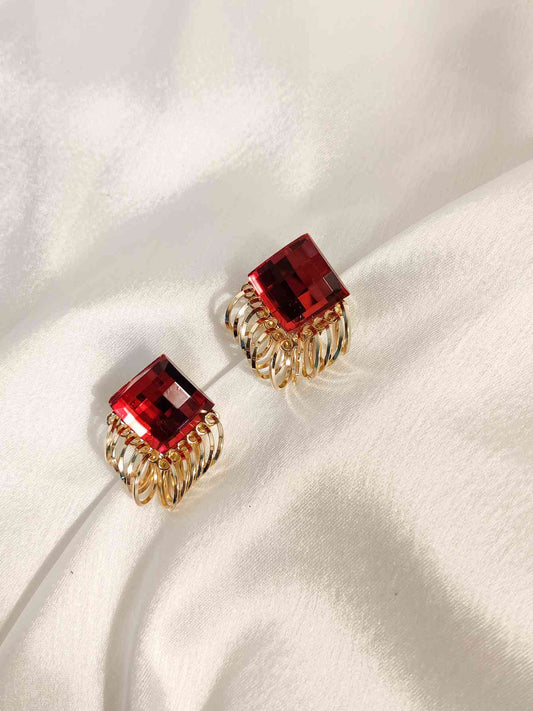 SOPHIA - Embellished stone Ruby drop earrings