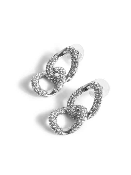 Silver link chain earrings