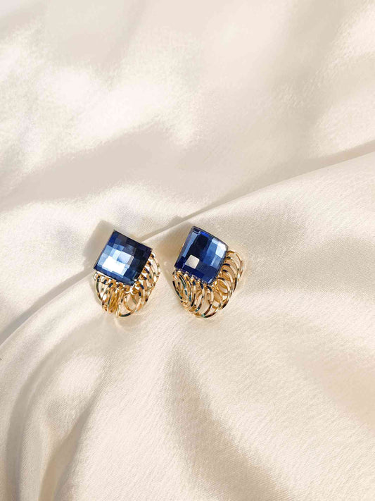 SOPHIA - Embellished Stone Blue Sapphire Drop Earrings