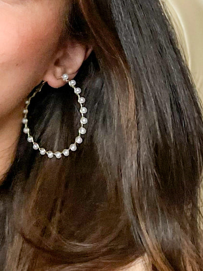 ELLA- Pearl Studded Hoops