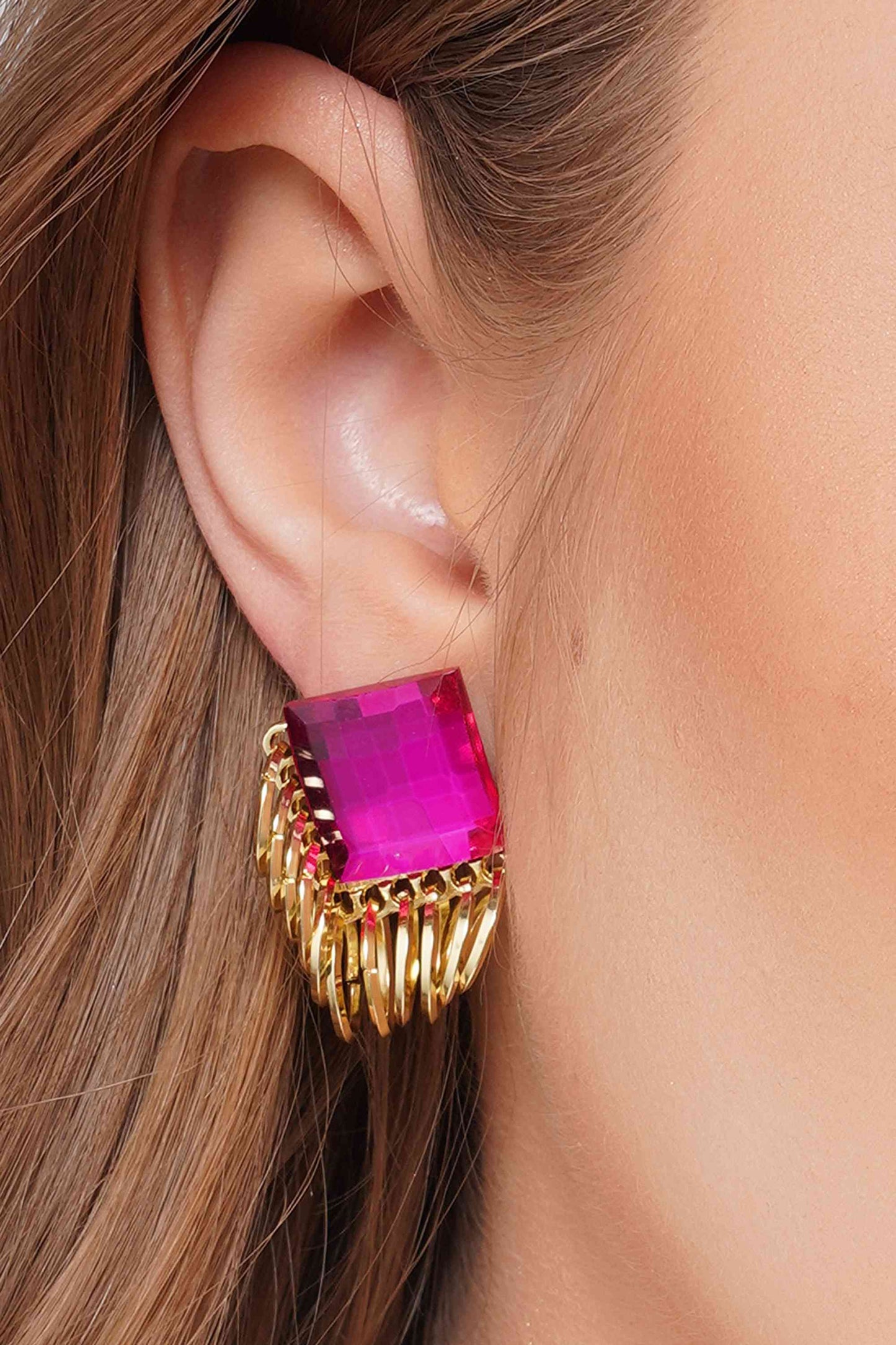 SOPHIA - Embellished Stone Regal Pink Drop Earrings