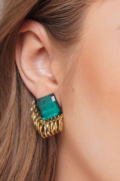 SOPHIA - Embellished Stone Emerald Green Drop Earrings