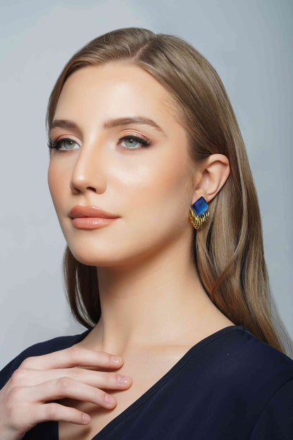 SOPHIA - Embellished Stone Blue Sapphire Drop Earrings