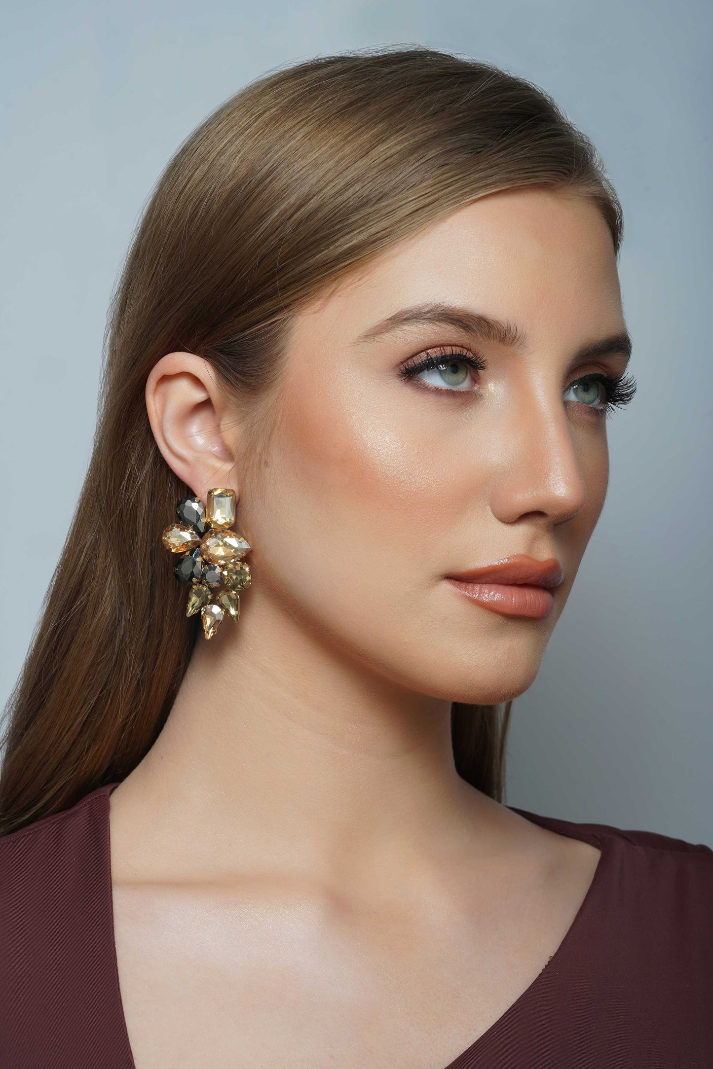 LILY Brown - Glass Crystal Studs