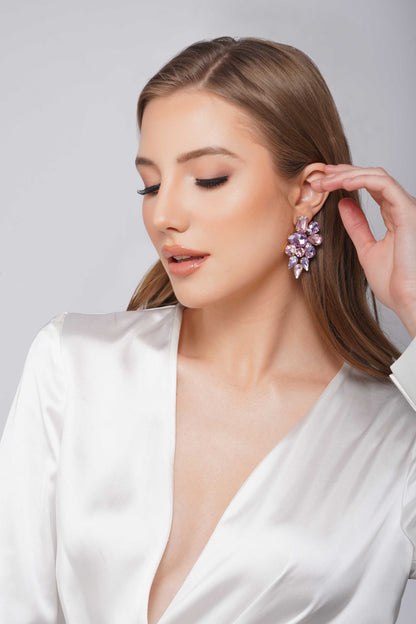 LILY Lavender - Glass crystal studs