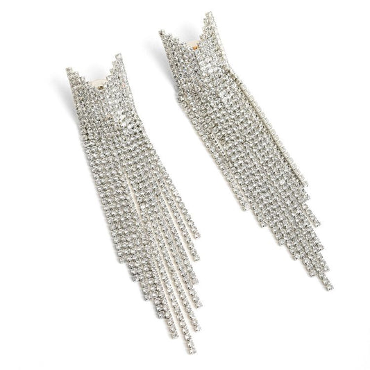 OLIVIA Embellished Silver Dangler Earrings