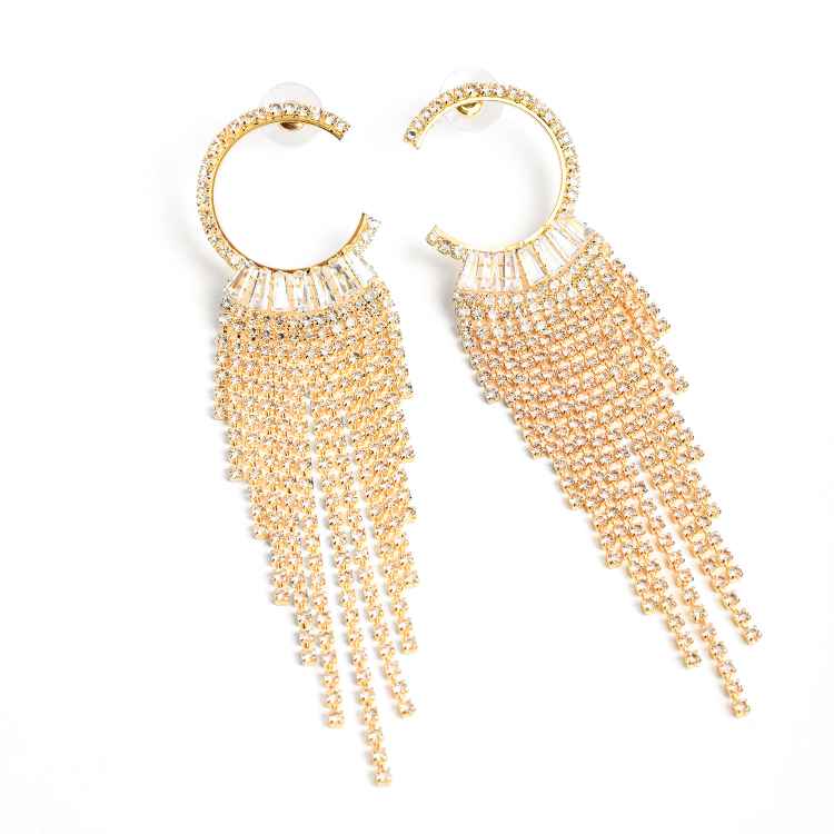 MILA Embellished golden dangler earrings