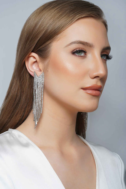 OLIVIA Embellished Silver Dangler Earrings