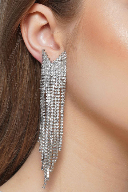 OLIVIA Embellished Silver Dangler Earrings